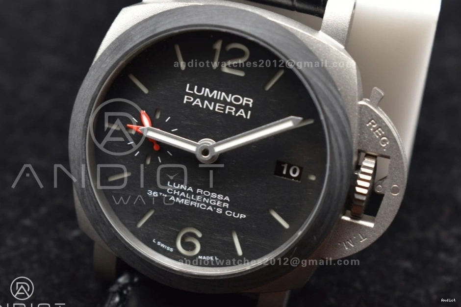 Dial P.9011 Best Titanium Luminor Super Black W PAM1096 VSF Edition 1:1 Strap Clone on GMT Black 42mm Leather 1127